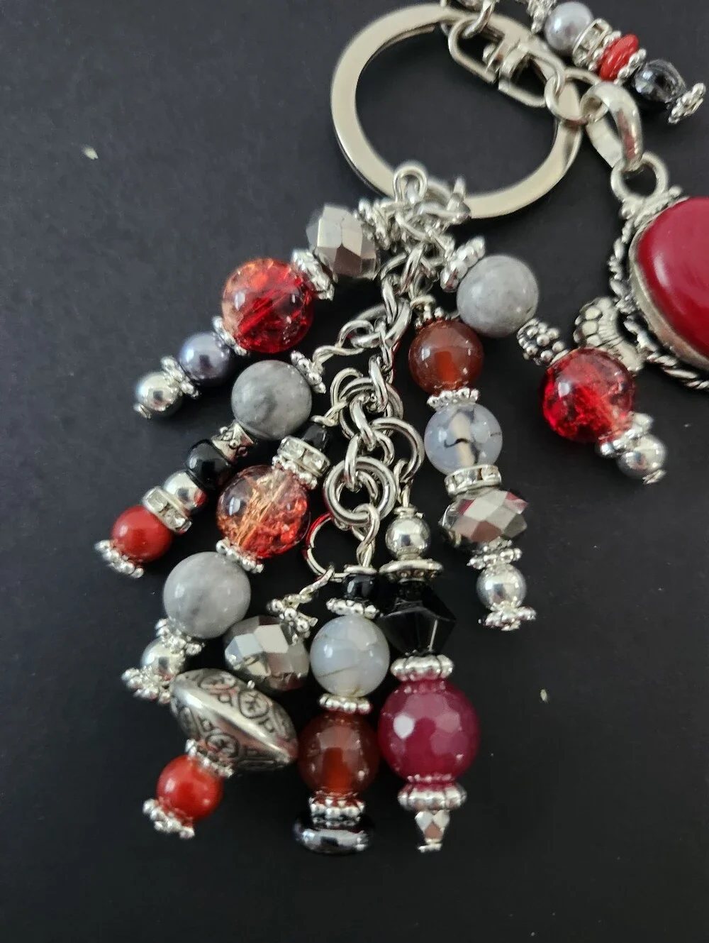 Southwest Red Purse Charm or Keychain Carnelian Picasso Jasper Handcrafted